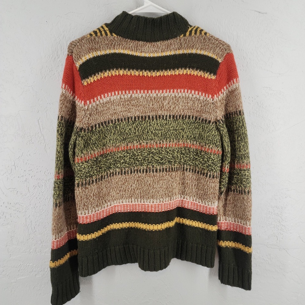 Christopher & Banks Green Striped Wool Blend Full Cardigan Sweater Grandmacore - Picture 4 of 6